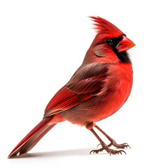 Northern cardinal on white background