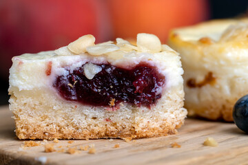 Mini cheesecake cake with fruit blueberry filling