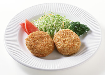 Shrimp Cake on White background with clipping path. Popular Japanese foods.