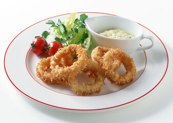 Shrimp Ring on White background with clipping path. Popular Japanese foods.