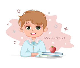 Embarking on the Path of Knowledge. Schoolboy with Textbooks