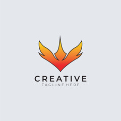 Letter V fire logo design concept