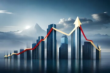 graph with arrow generating by AI technology
