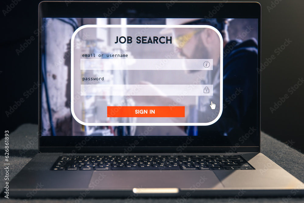 Canvas Prints job search in computer application, website page on laptop screen.