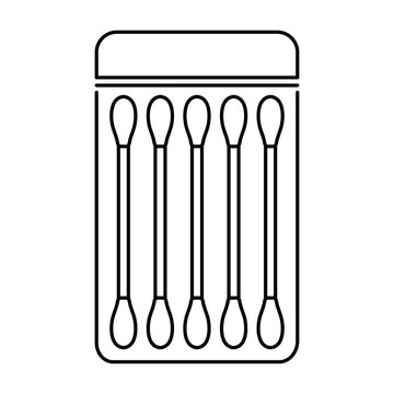 cotton swabs in container outline clip art preview
