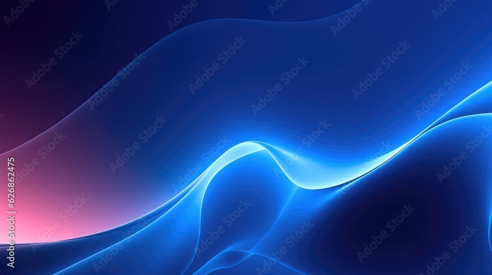Leinwandbilder Abstract minimal neon background with glowing wavy line with Dark wall illuminated with led light.