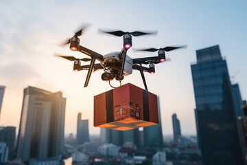 Air cargo drones, Business air transportation concept.