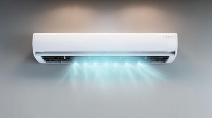 Air conditioner on wall background at home.