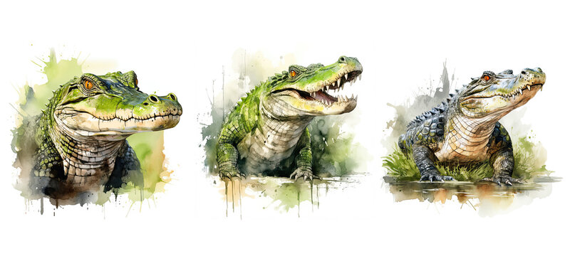 animal alligator watercolor ai generated
