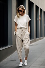 Beige minimalist fashion girl