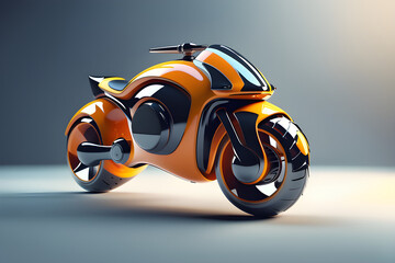3d render of a 
futuristic motorcycle, side view of motorbike. Generative AI - obrazy, fototapety, plakaty