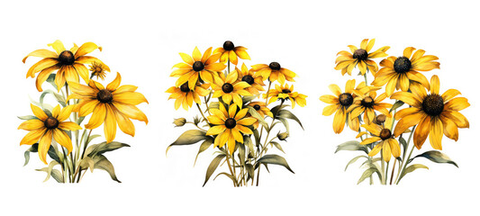 background black eyed susan flowers watercolor ai generated