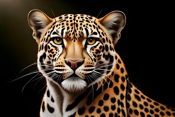 portrait of a leopard in a background generated Ai.