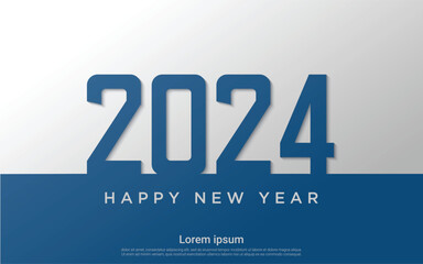 2024 happy new year blue number. vector illustration