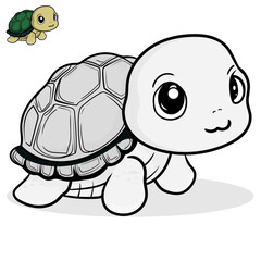 Cartoon turtle black and white illustration for coloring book and mascot, sticker, coloring book, children book, sign, icon, or any design you want