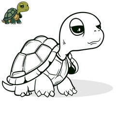 Cartoon turtle black and white illustration for coloring book and mascot, sticker, coloring book, children book, sign, icon, or any design you want