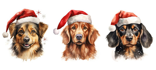 winter christmas dog watercolor ai generated