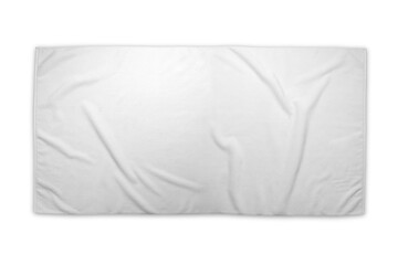 Obraz premium Clear white soft branding beach towel. Blank white Big beach towel mockup isolated on white background. 3d rendering.