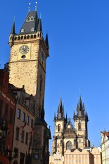 Fototapeta na wymiar Vista su Torre orologio astronomico Praga