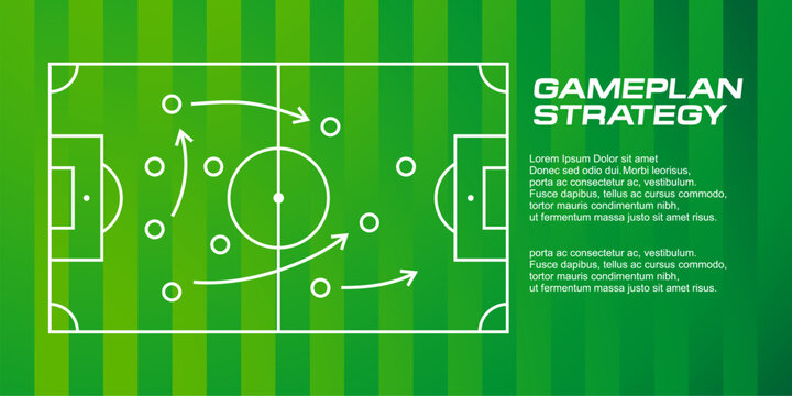 Soccer team formation and tactic . Green board game plan with football game strategy. Vector for international world championship sport tournament banner concept