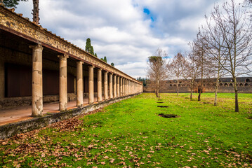 Large Palaestra at Pompeii, surrounded by porticoes