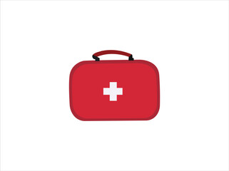 Obraz premium First aid kit. Health, help and medical diagnostics concept. Flat design. Vector illustration. EPS 8, no transparency.