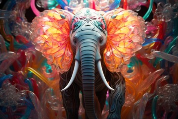 Elephant surrounded by other colors. Beautiful illustration picture. Generative AI
