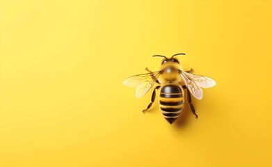 Creative Animal Concept. Bee over pastel bright background. Generative AI.