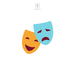Theater Mask Comedy and tragedy icon symbol vector illustration isolated on white background
