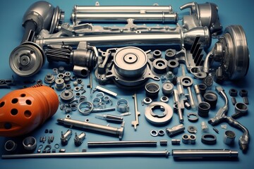 Car parts. Beautiful illustration picture. Generative AI