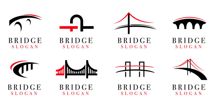 Fototapeta Set of bridge logo. Abstract bridge logo collection