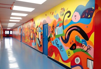 graffiti on the walls of the school corridors