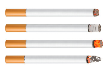 Realistic cigarette collection. Set of realistic cigarette smoking