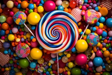An exciting picture of colorful candy spilling from a piñata, embodying a sense of celebration and surprise