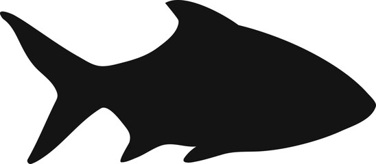 Set of fish silhouette vector illustration. Graphic underwater animal symbol