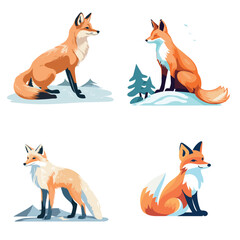 Obraz premium Vectors of fox