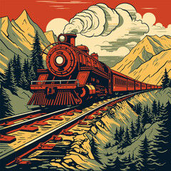 Vintage Locomotive Vector Art - Nostalgic Tribute to the Golden Age of Railways © Adnan