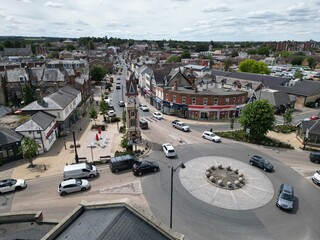 Clock tower Newmarket town Suffolk England Aerial © Air Video UK 