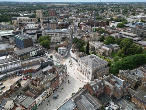Chelmsford  Cathedral,  Essex UK Aerial drone view
