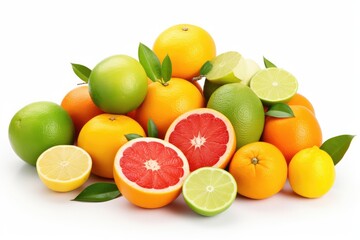 Citrus fruits isolated on white, generative AI