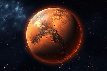 Concept of red planet Mars transforming into earth in space. Generative ai