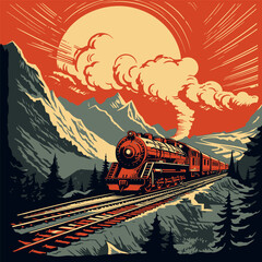 Vintage Locomotive Vector Art - Nostalgic Tribute to the Golden Age of Railways © Adnan