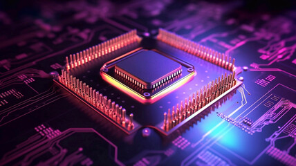 Close up Circuit board with microchip