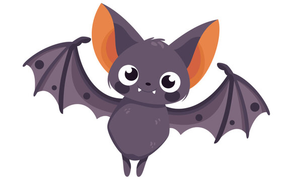 Cute vector illustration in cartoon style. Kind black bat. Children's illustration for Halloween holiday . Vector illustration