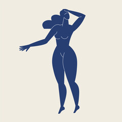 Contemporary woman silhouette. The female body, figure, pose. Flat vector illustration in a trendy style