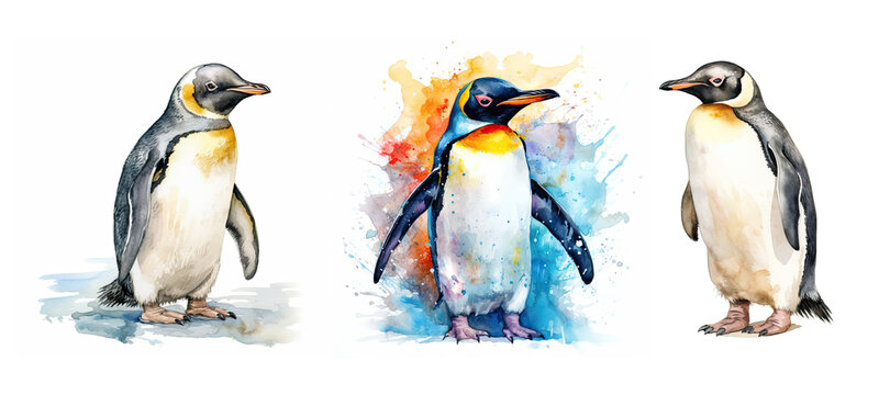 antarctic penguin watercolor ai generated