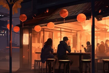 Fototapeta na wymiar Japanese Restaurant Illustration
