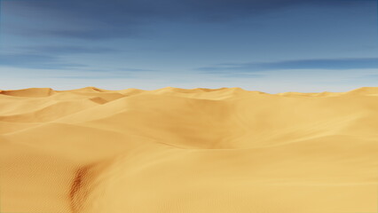 Fototapeta na wymiar Desert sand dunes. Endless yellow sands of the Sahara Desert. 3d render