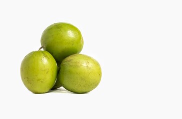 Closeup of Jujube Fruit or Ziziphus Jujuba Isolated on White Background with Copy Space