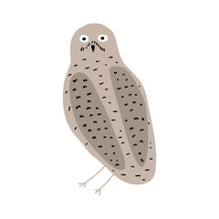 Cute hand drawn outlined owl. Forest bird. Perfect for t-shirt, apparel, cards, poster, nursery decoration. Vector Illustration